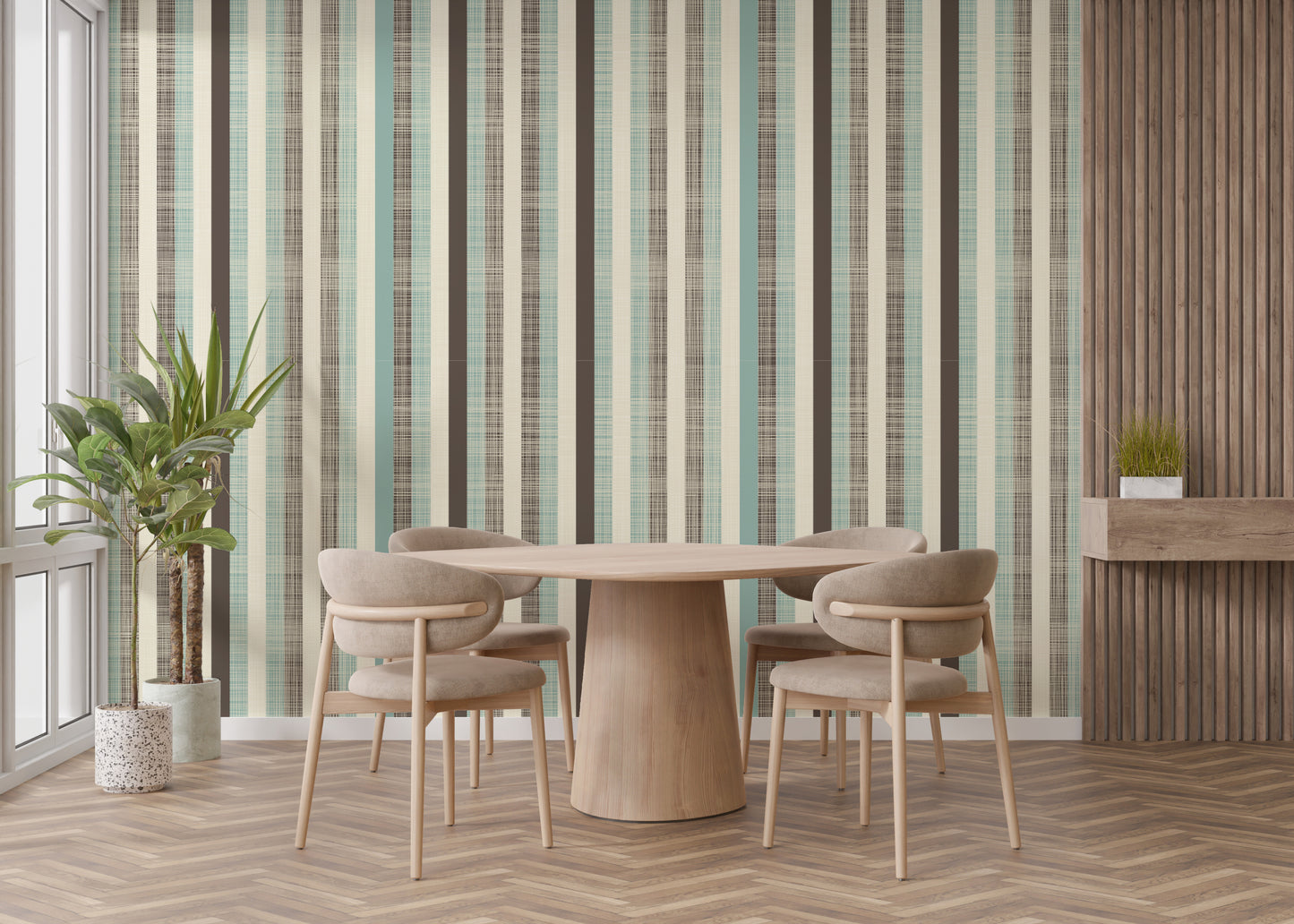 Fabric Stripped Pattern Wallpaper Wall Murals - Giffywalls