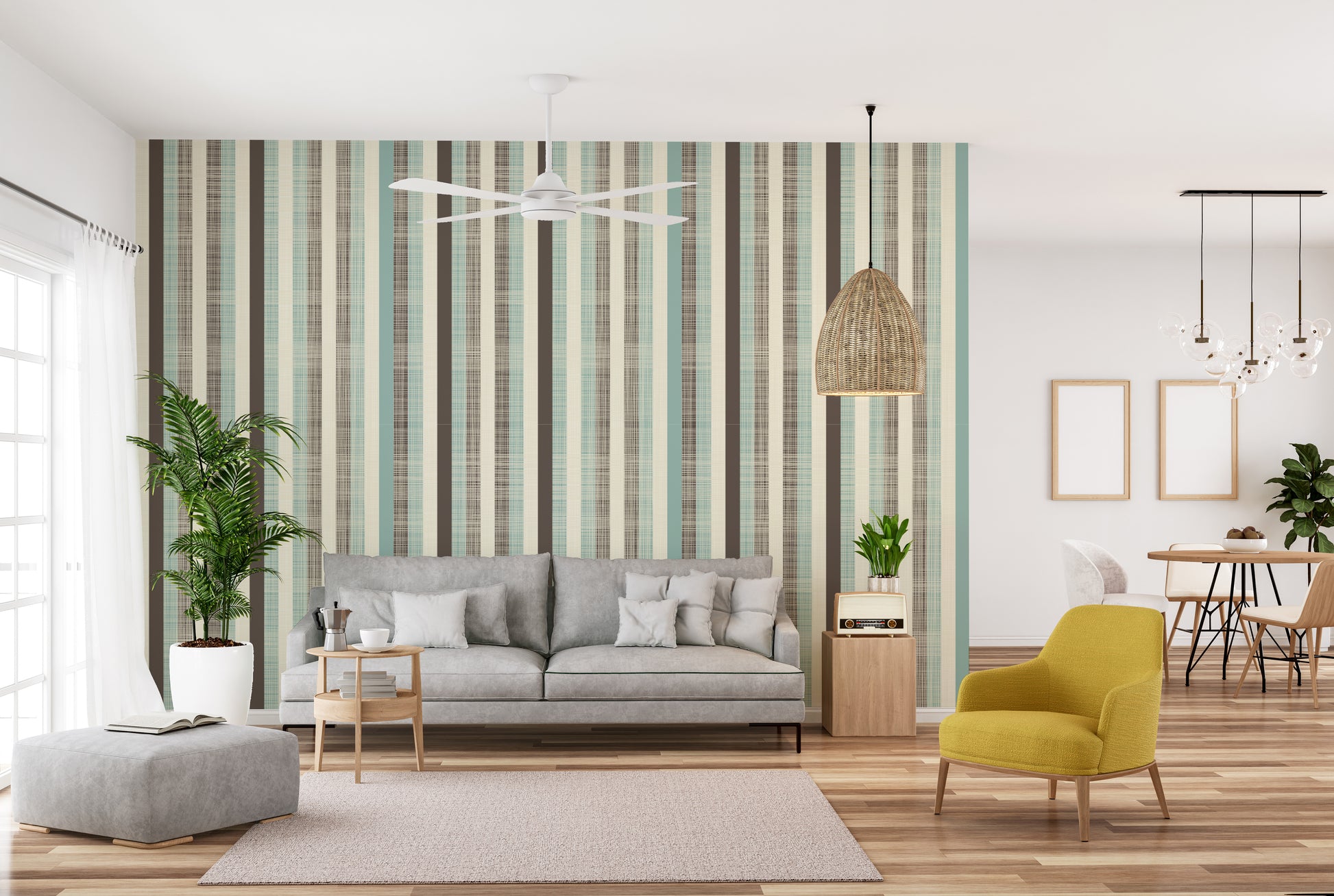 Fabric Stripped Pattern Wallpaper Wall Murals - Giffywalls