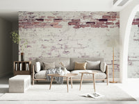 Textured wall mural with heritage brick patterns and weathered finishes for authentic, aged aesthetics.