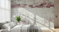 Vintage-inspired brick wallpaper mural with subtle wear and natural color variations for timeless interior appeal.