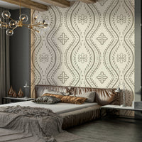 Traditional wallpaper in soft leafy hues



