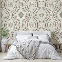 Vintage-style wall mural in mocha tones

