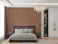 Neutral damask wallpaper with classic ogee design

