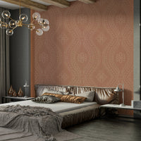 Traditional wallpaper with modern mocha finish

