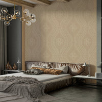 Safari decor wallpaper with vintage damask texture

