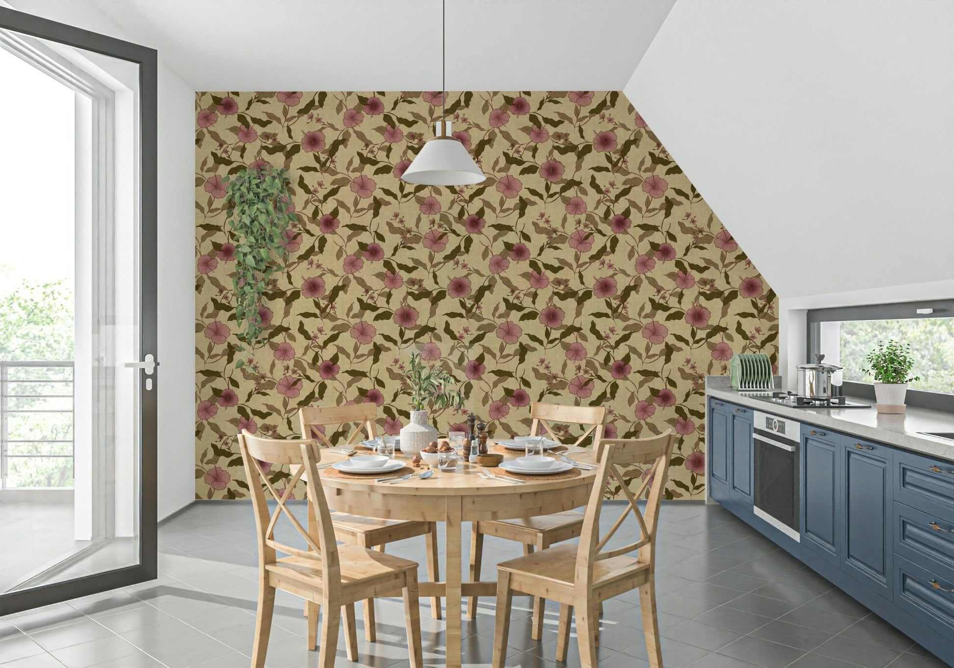 Timeless Faded Floral look, beautiful tropical flowers accent wall art.