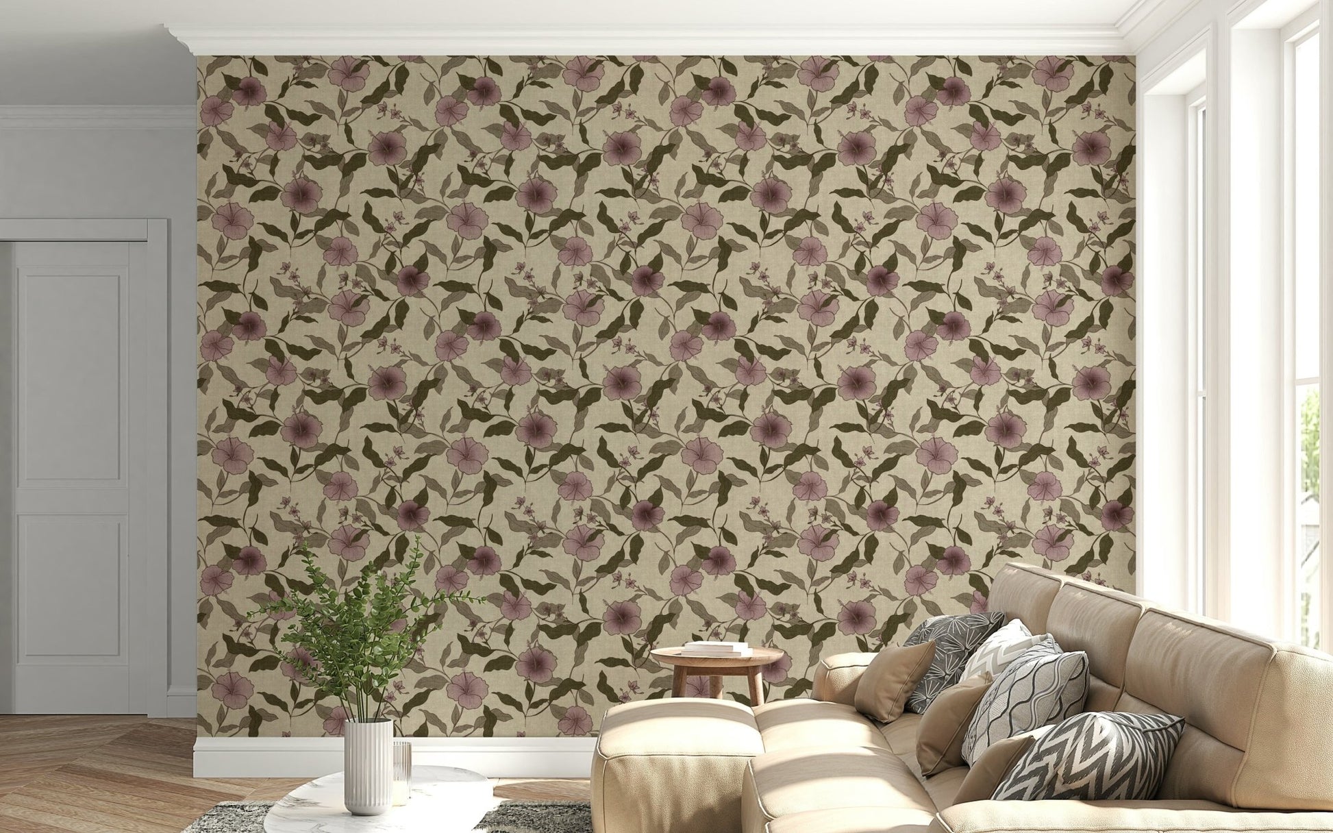 Faded Tropical Floral Vintage elegant nature wall art.