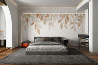 A wall mural of a peaceful botanical pattern.


