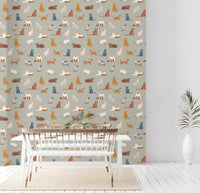 Fancy Felines in Safari Green Wallpaper⁠