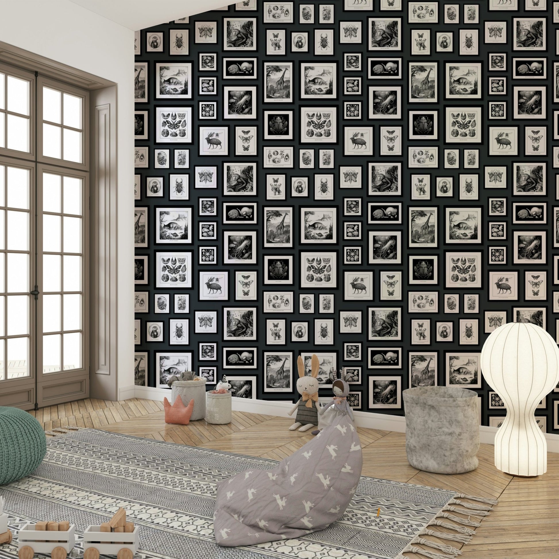 Fantastic creatures wallpaper in anthracite

