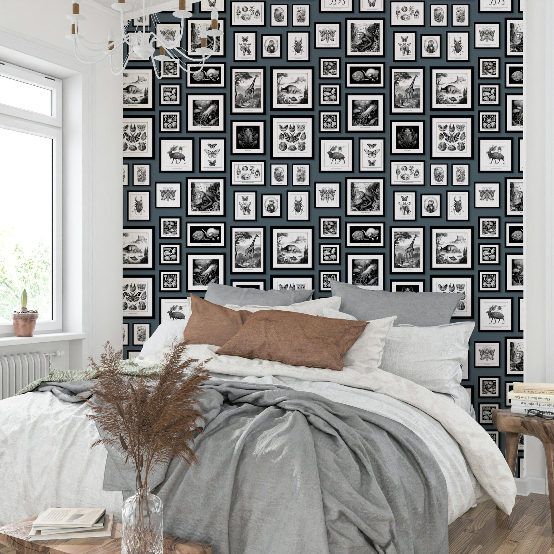 Mythical creature wallpaper in rich storm blue tones

