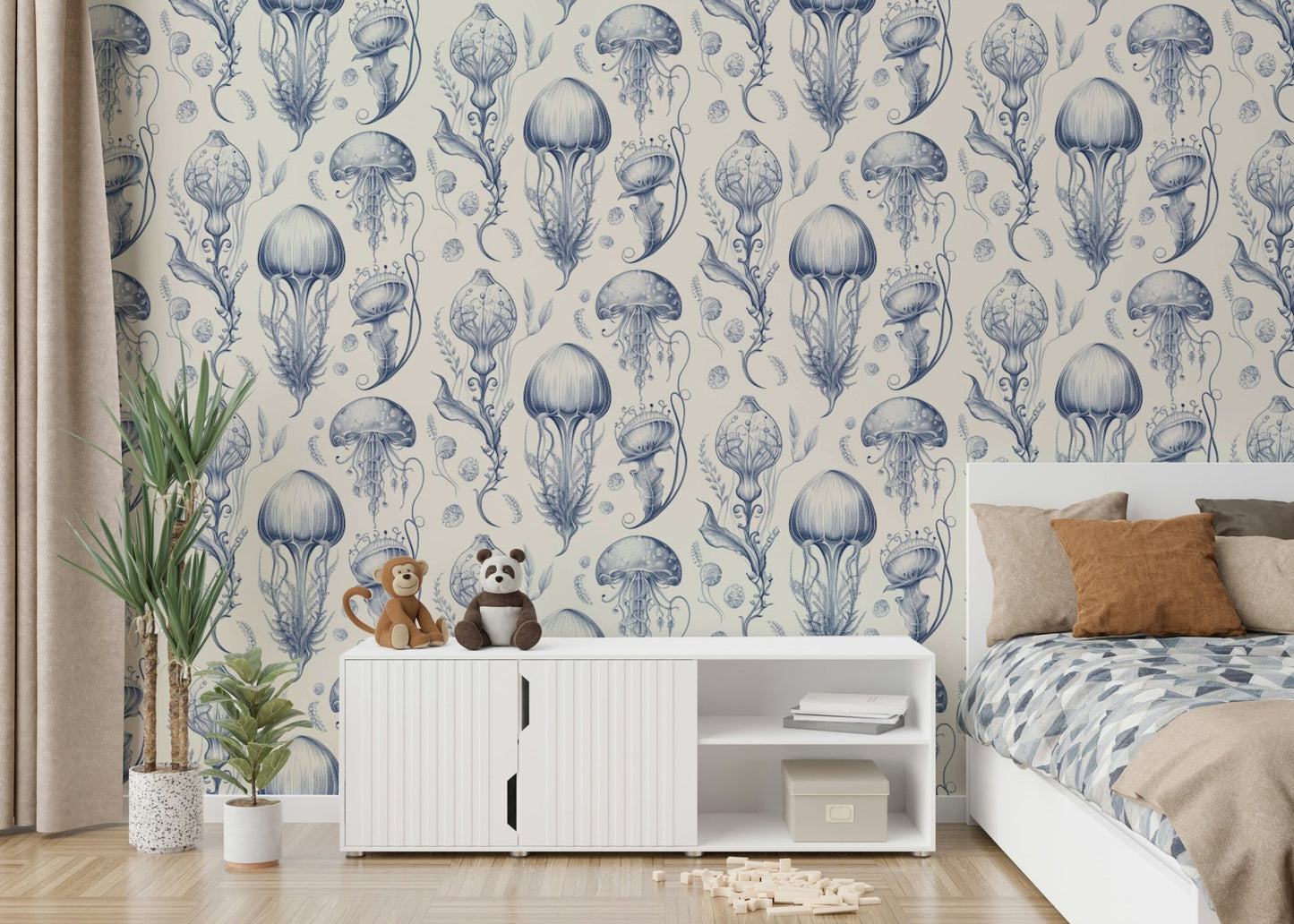 Underwater jellyfish design with dreamy hues

