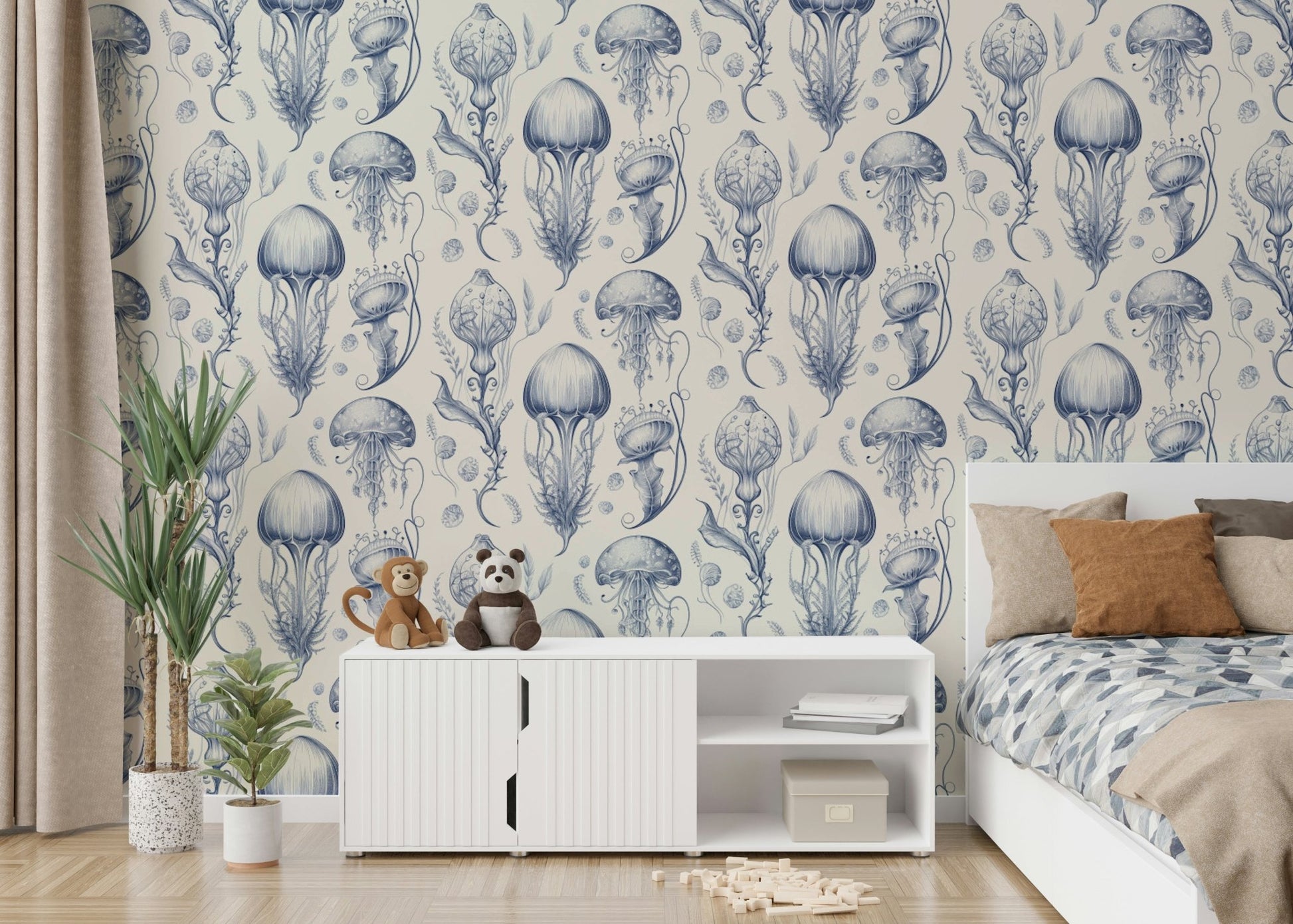 Underwater jellyfish design with dreamy hues

