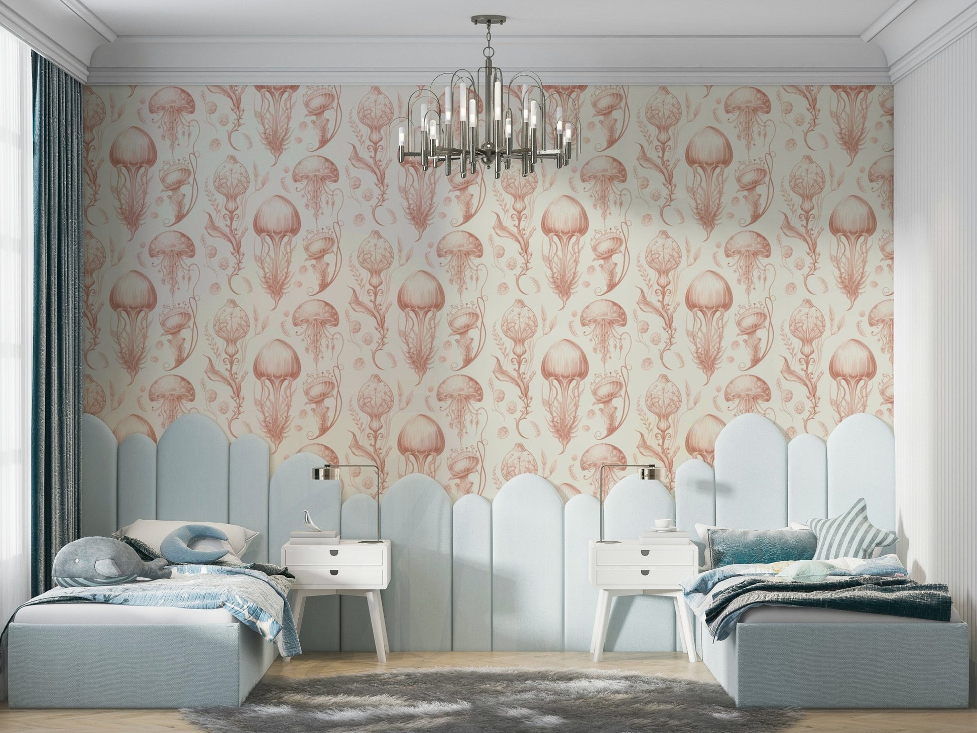 Soft jellyfish wallpaper for serene, creative spaces

