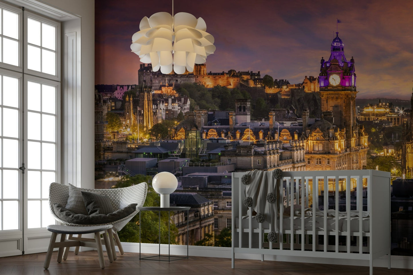 Stunning sunset over Edinburgh mural wallpaper

