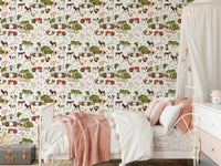 Watercolor Farm Life wallpaper playful cartoon style country image.