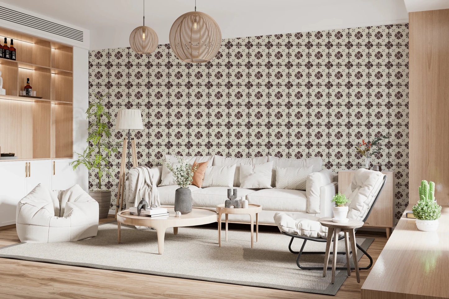 Farmhouse Classic Backsplash Choco Wallpaper⁠