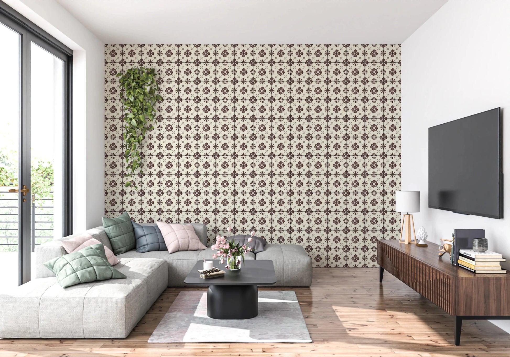 Farmhouse Classic Backsplash Choco Wallpaper⁠