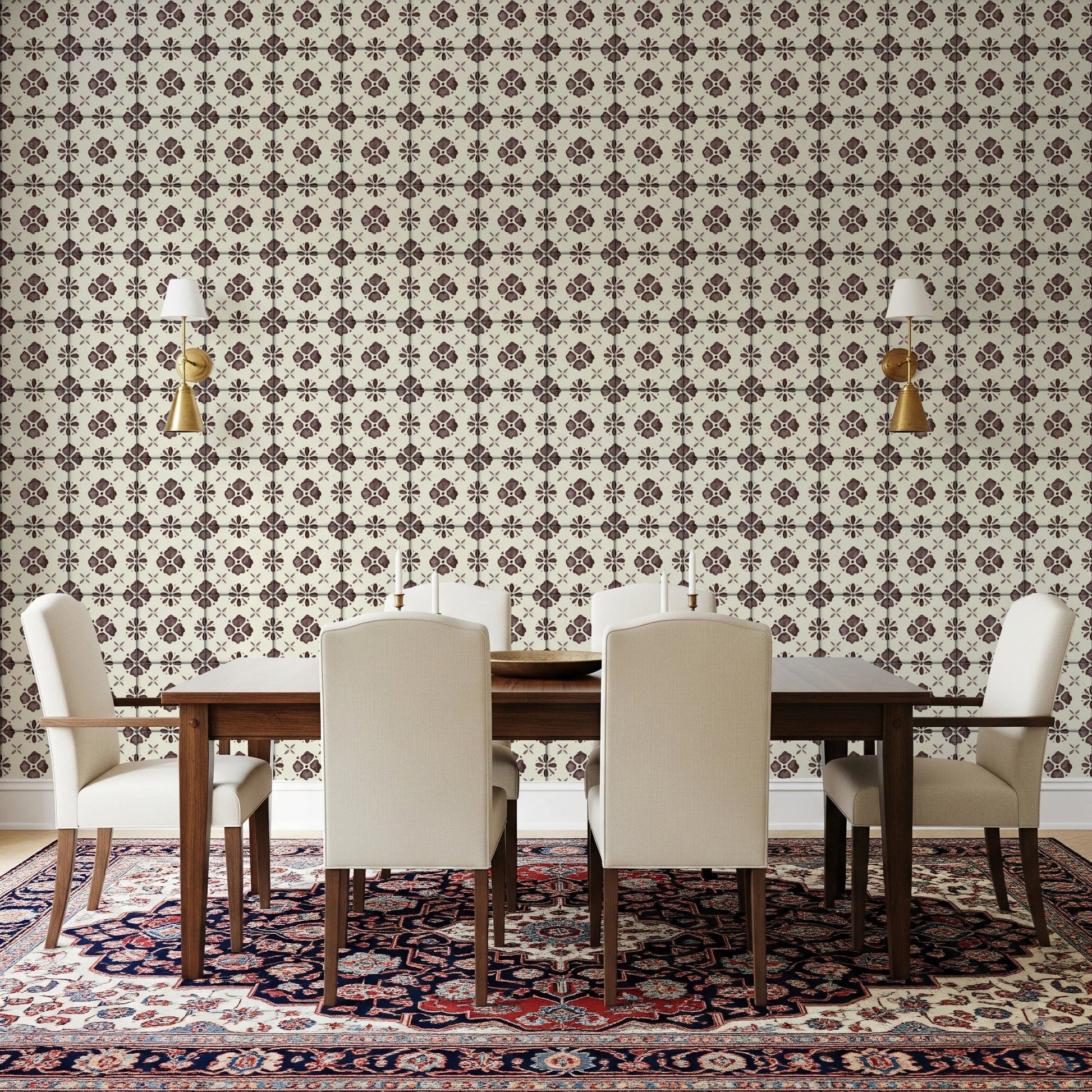 Farmhouse Classic Backsplash Choco Wallpaper⁠