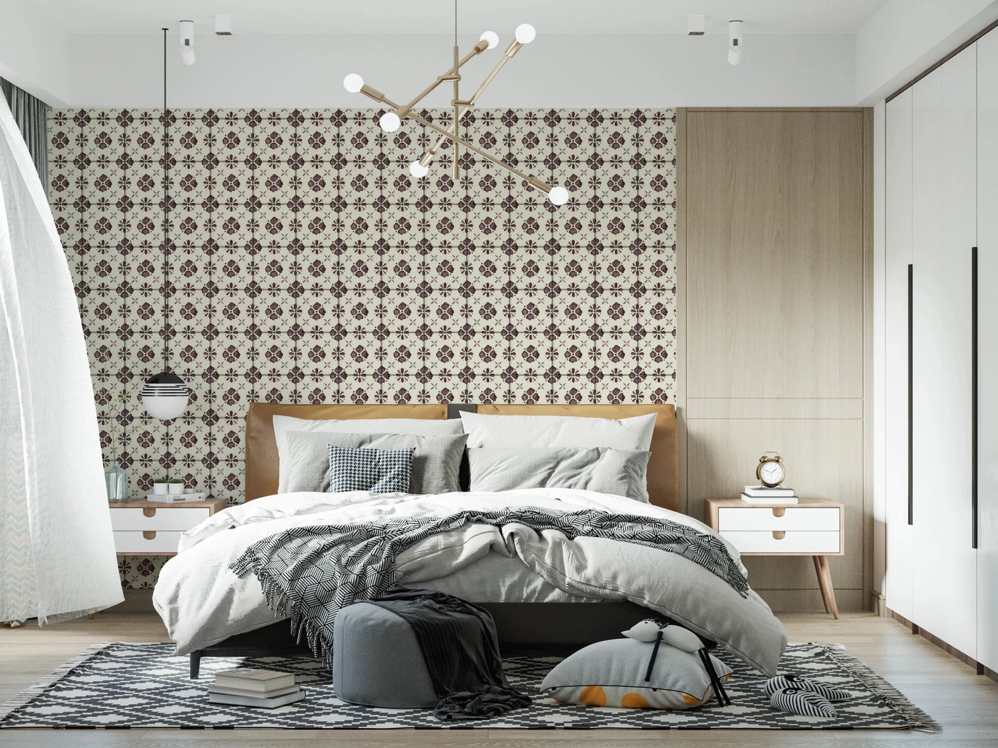 Farmhouse Classic Backsplash Choco Wallpaper⁠