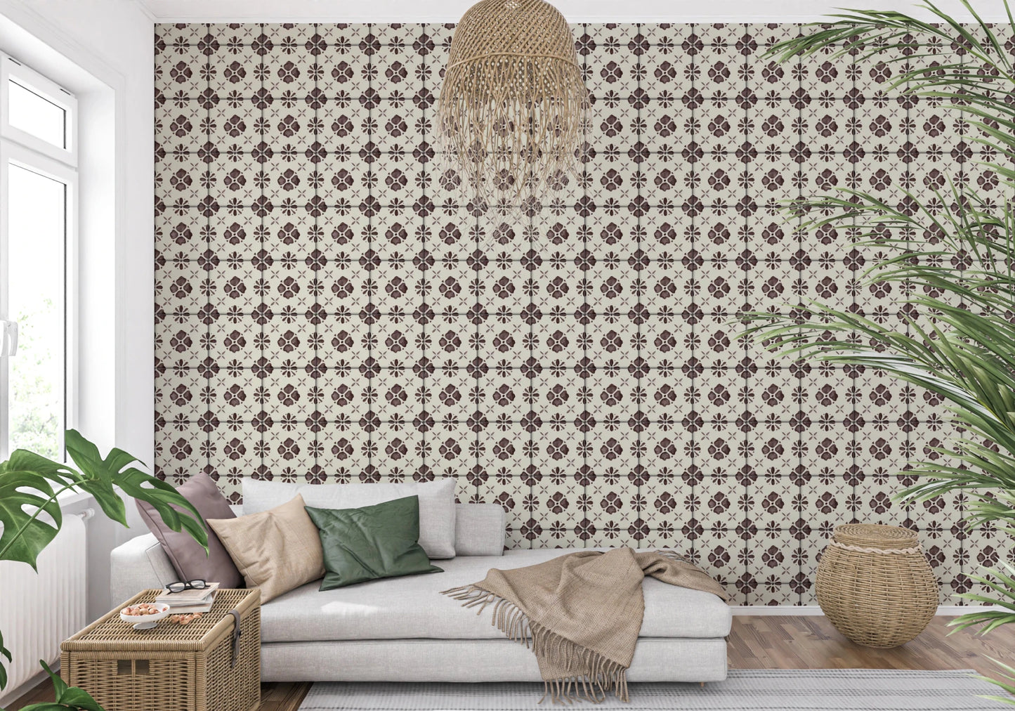Farmhouse Classic Backsplash Choco Wallpaper⁠