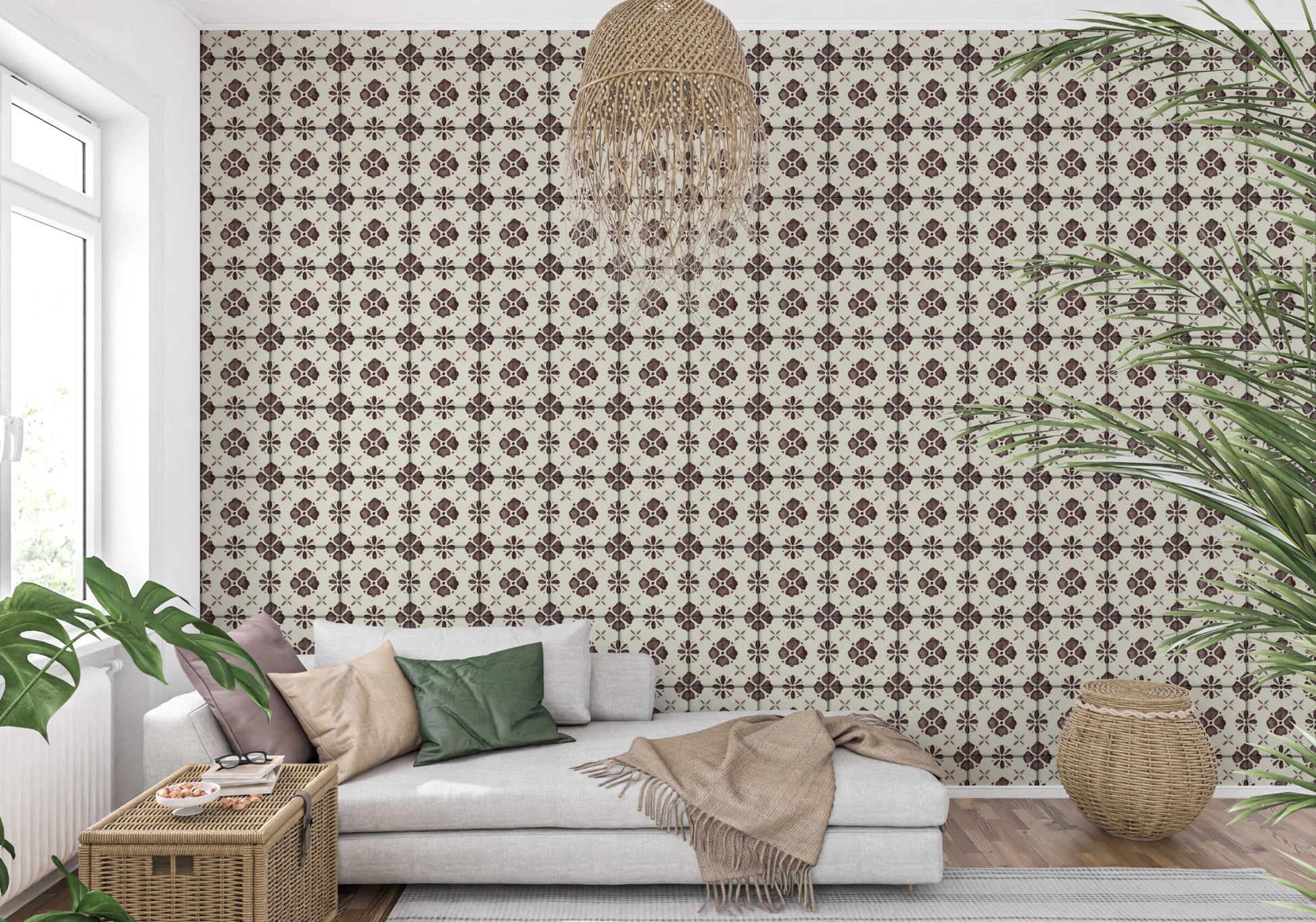 Farmhouse Classic Backsplash Choco Wallpaper⁠