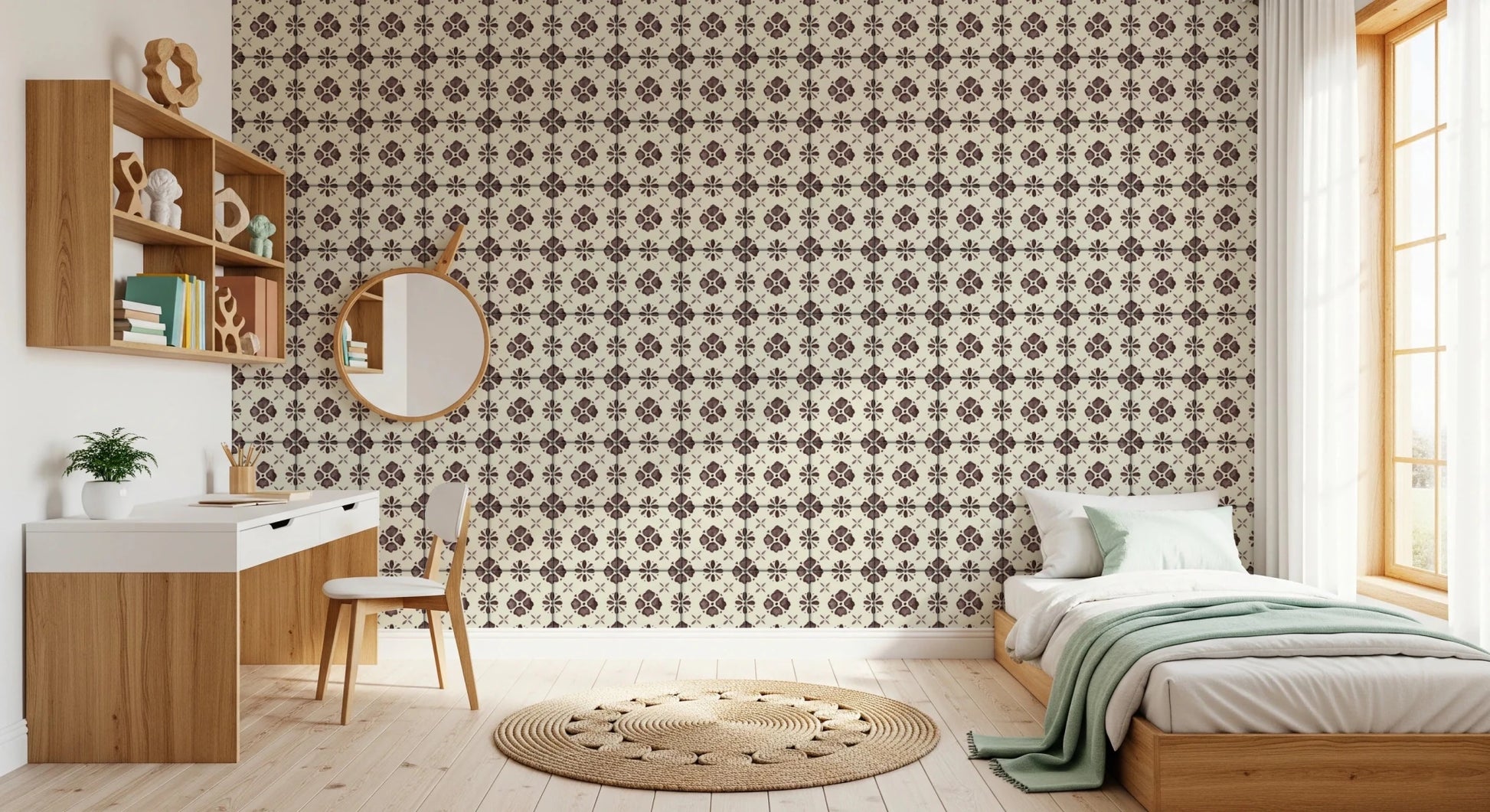 Farmhouse Classic Backsplash Choco Wallpaper⁠