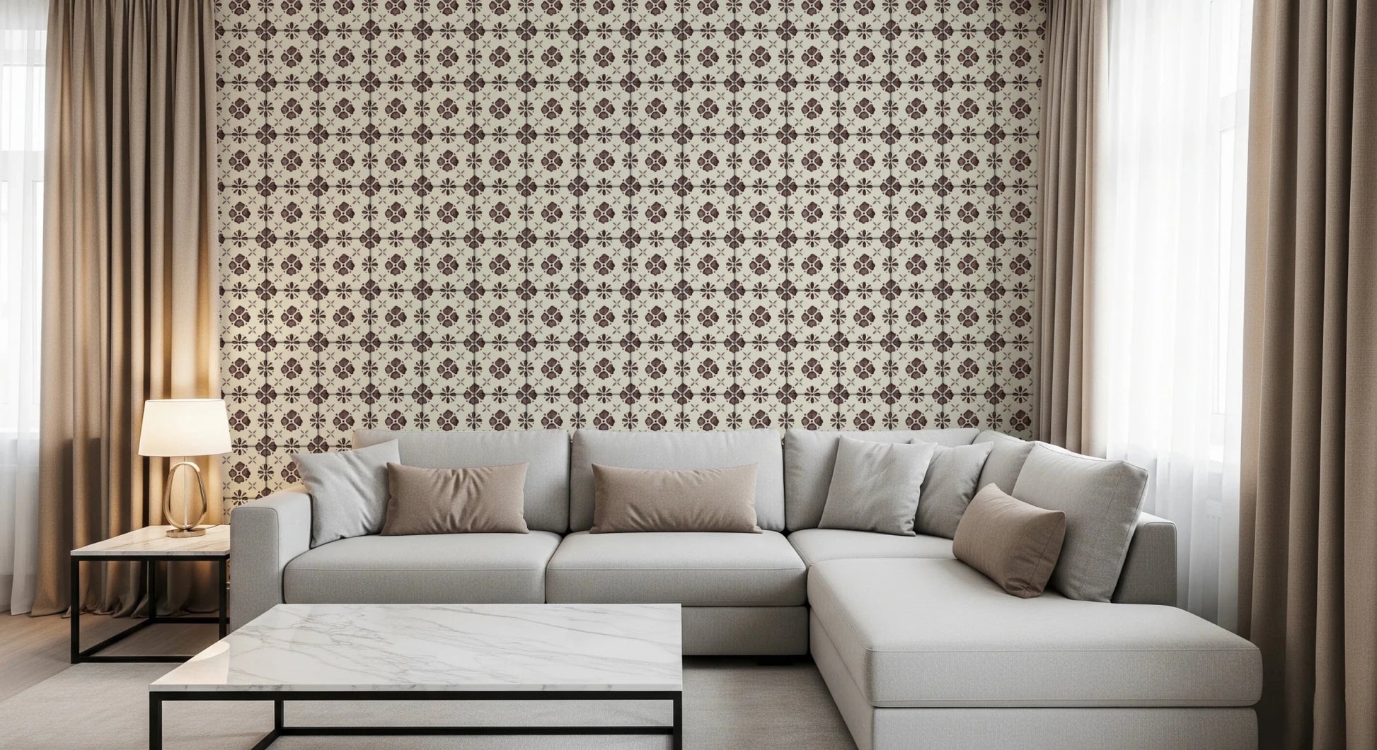 Farmhouse Classic Backsplash Choco Wallpaper⁠