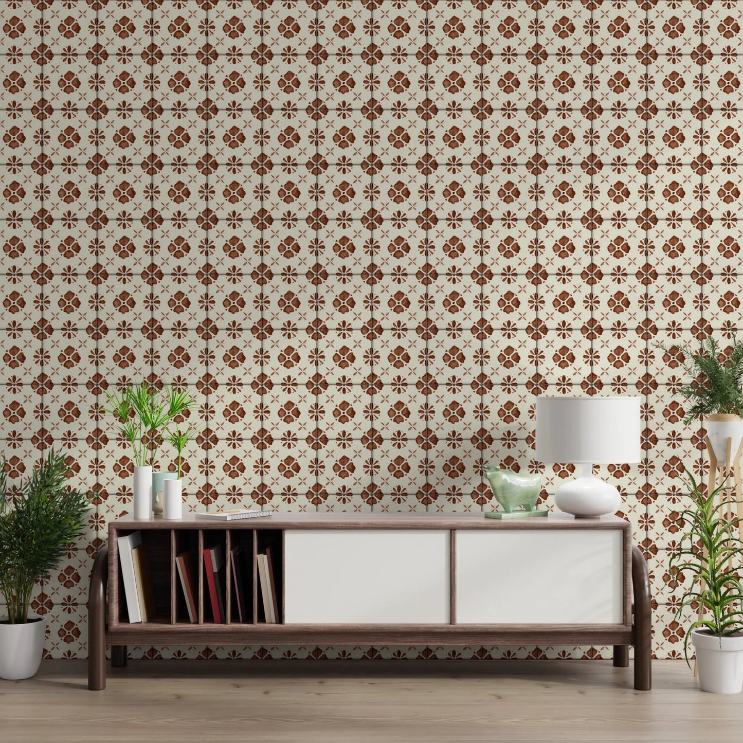 Farmhouse Classic Backsplash Clay Wallpaper⁠