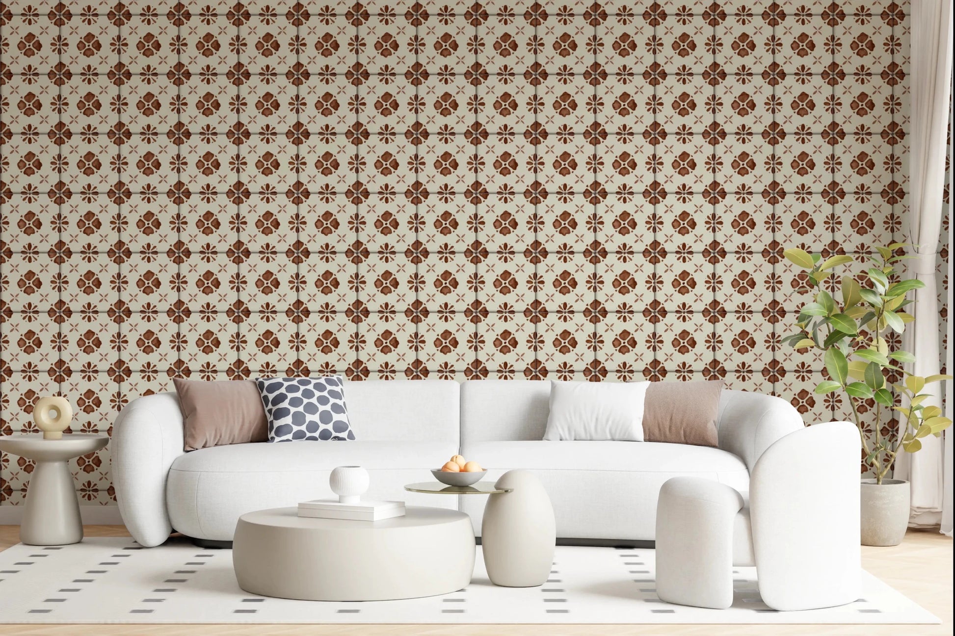 Farmhouse Classic Backsplash Clay Wallpaper⁠