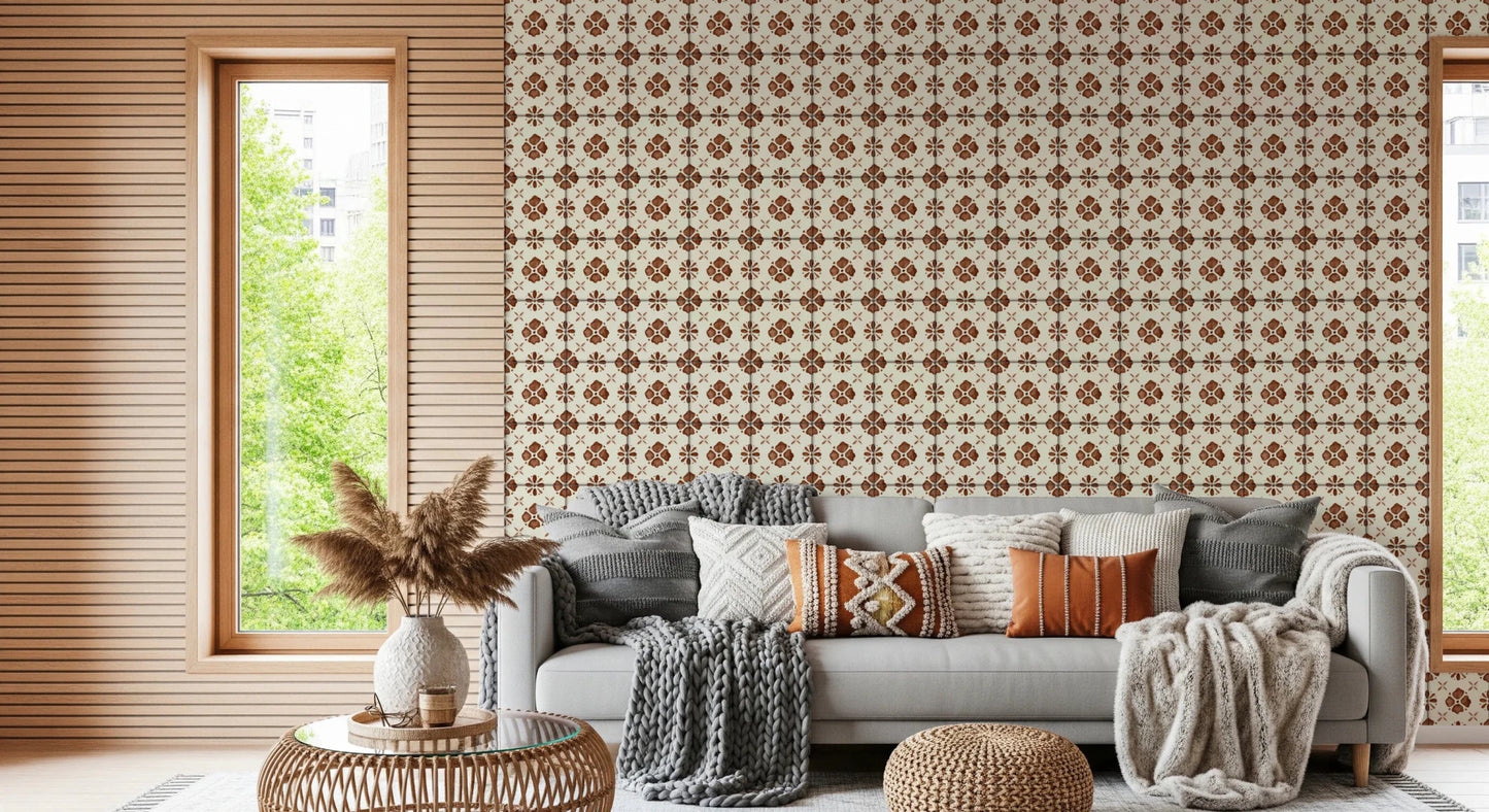 Farmhouse Classic Backsplash Clay Wallpaper⁠