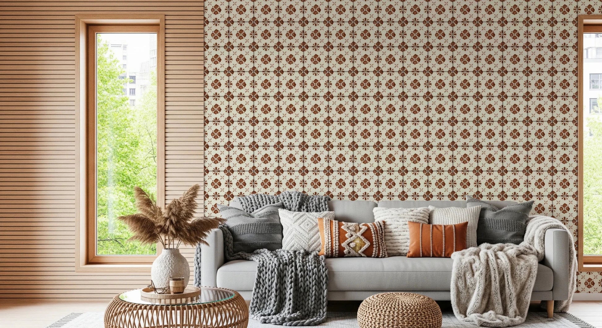 Farmhouse Classic Backsplash Clay Wallpaper⁠