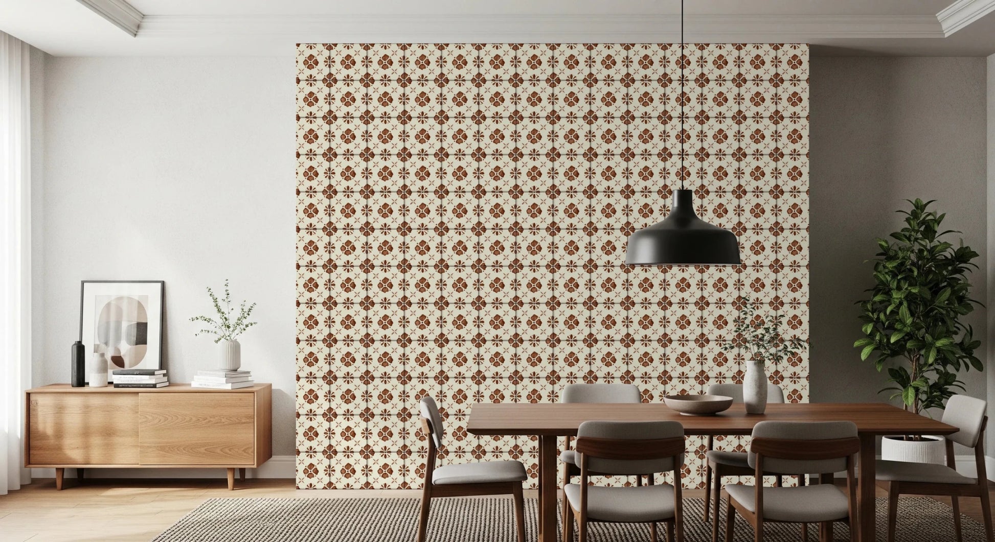 Farmhouse Classic Backsplash Clay Wallpaper⁠