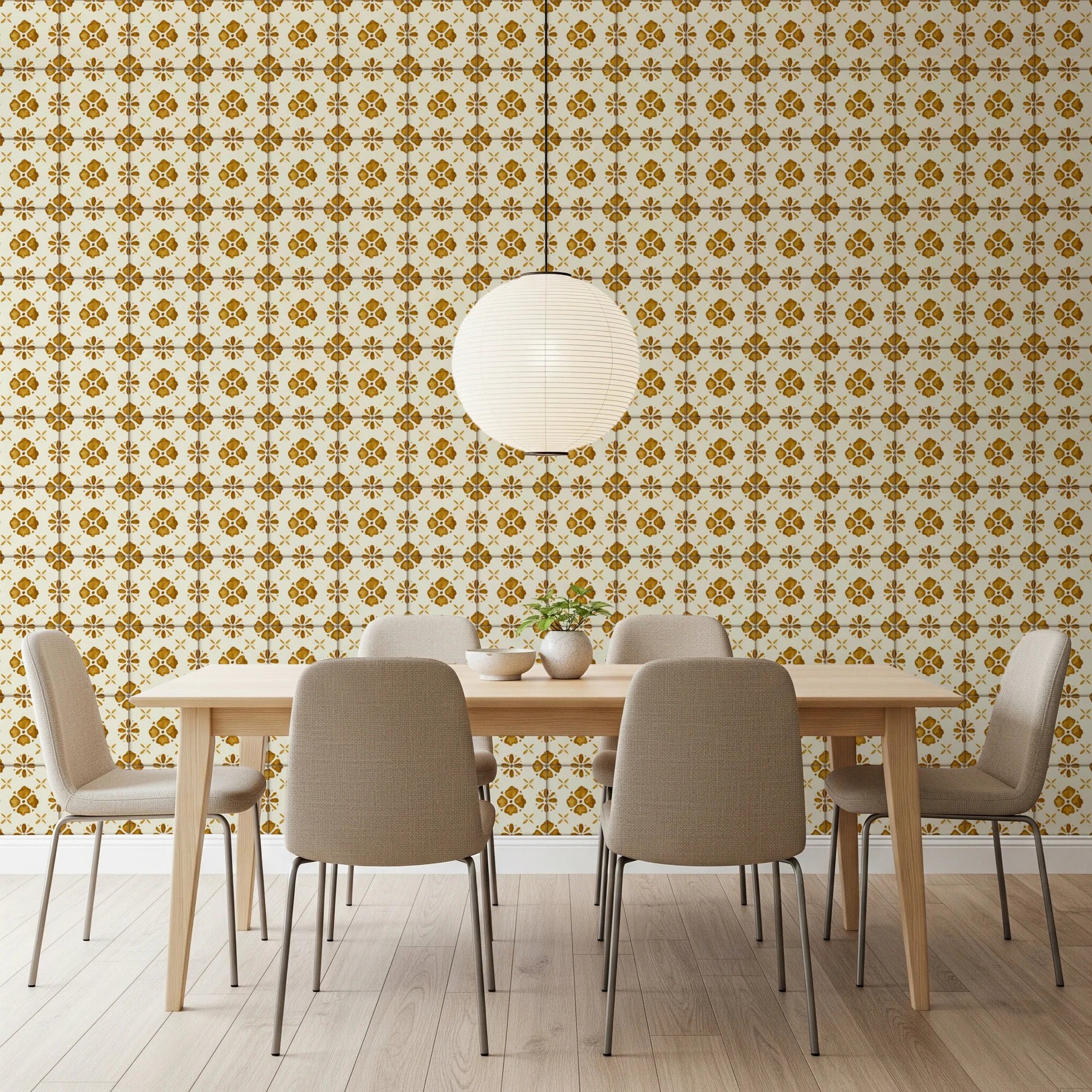 Farmhouse Classic Backsplash Gold Wallpaper⁠