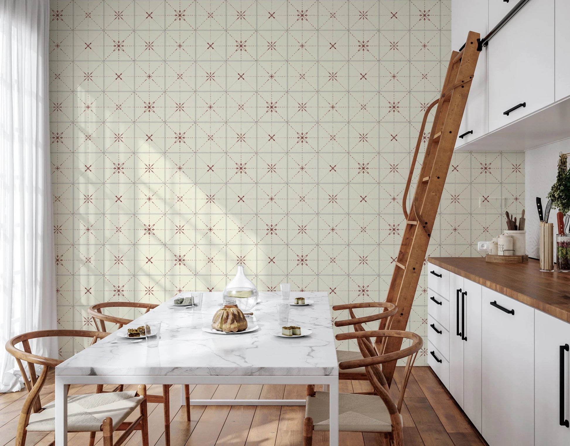 Farmhouse Delicate Backsplash Clay Wallpaper⁠