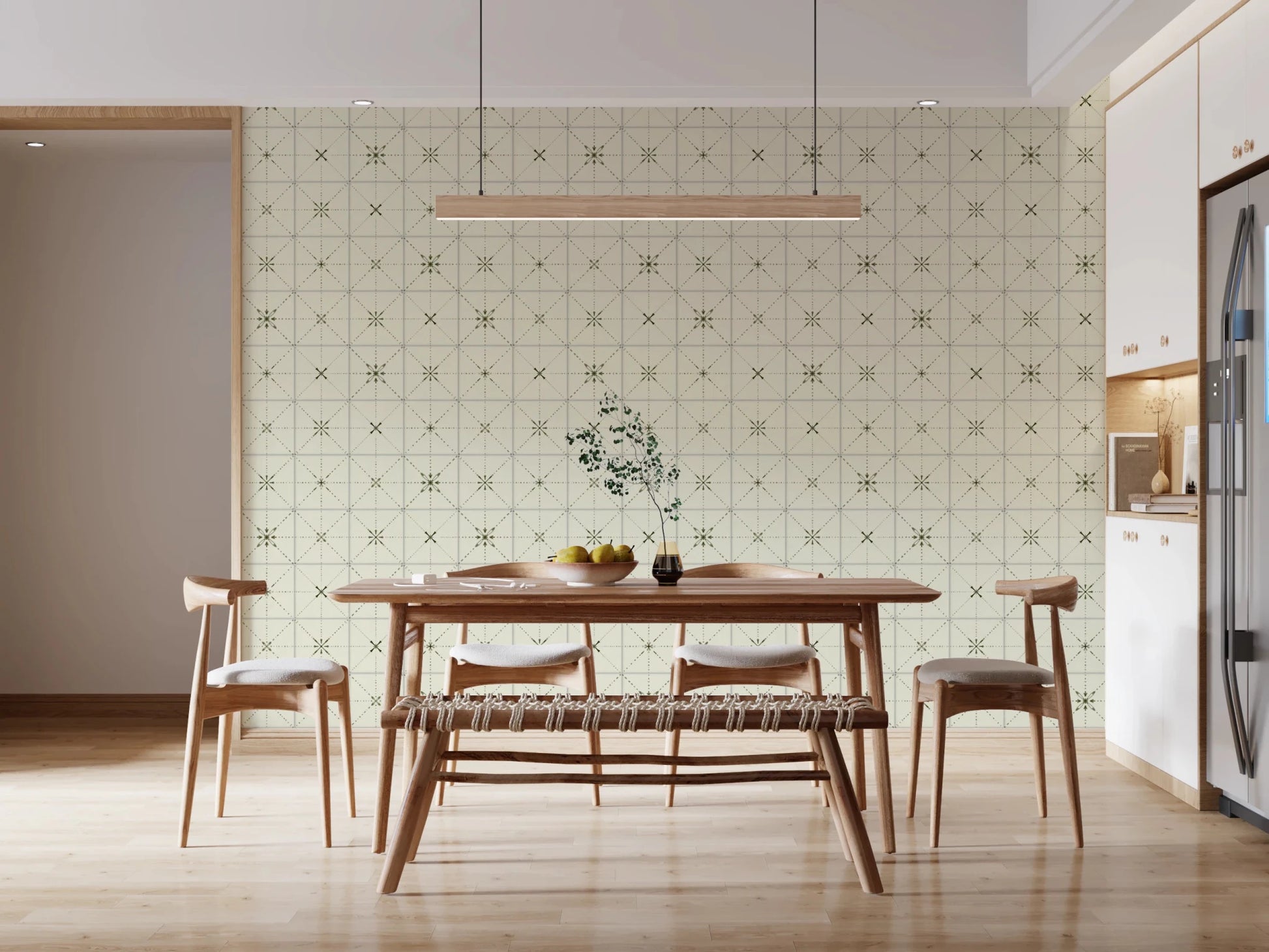 Farmhouse Delicate Backsplash Olive Wallpaper⁠