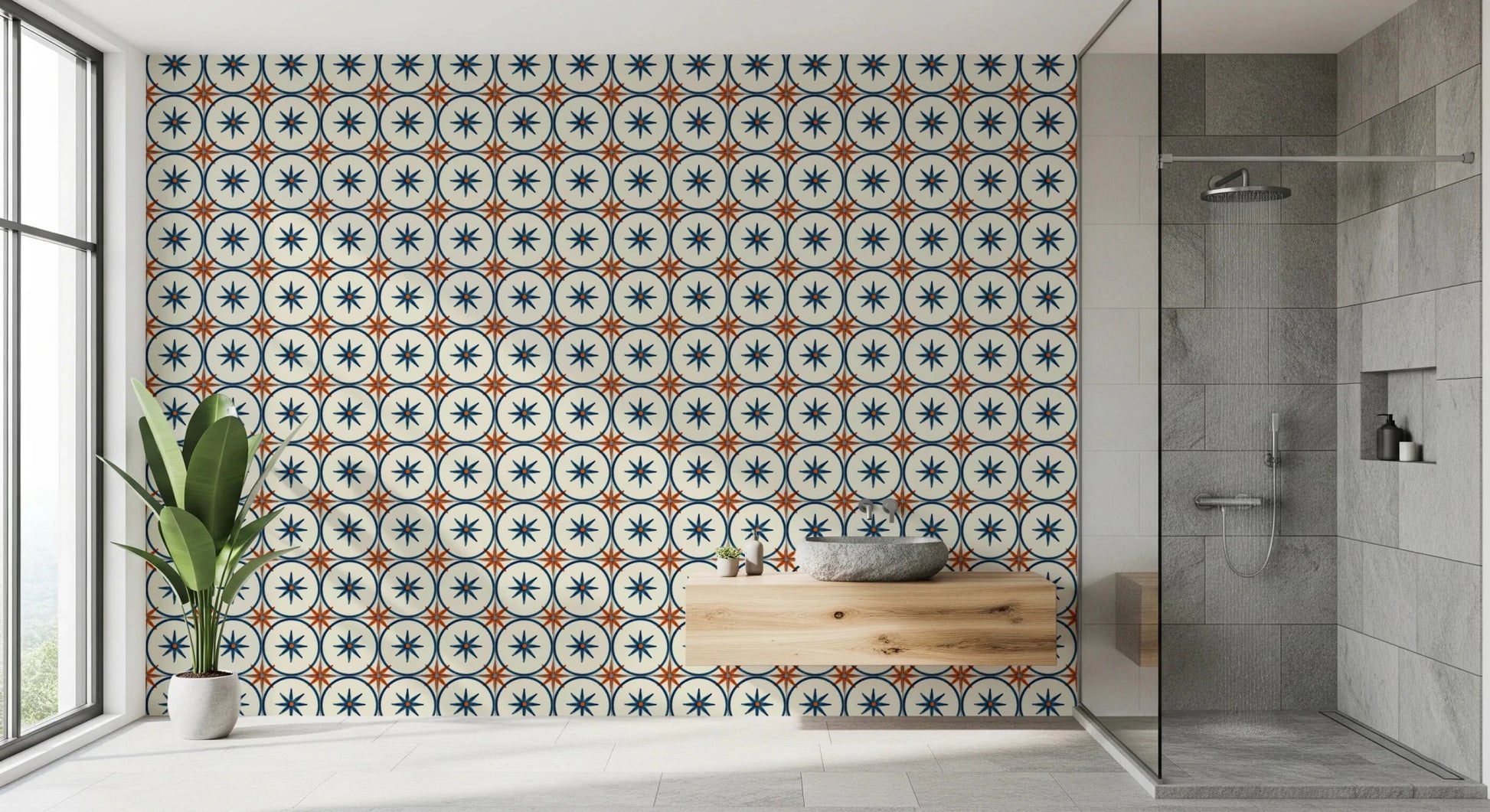 Farmhouse Timeless Backsplash Blue Wallpaper⁠