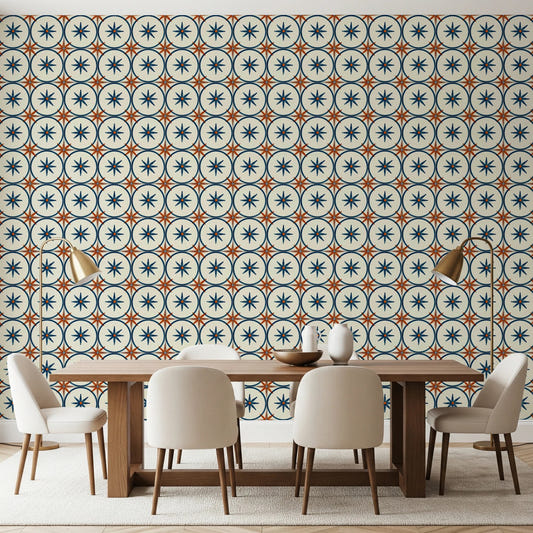 Farmhouse Timeless Backsplash Blue Wallpaper⁠