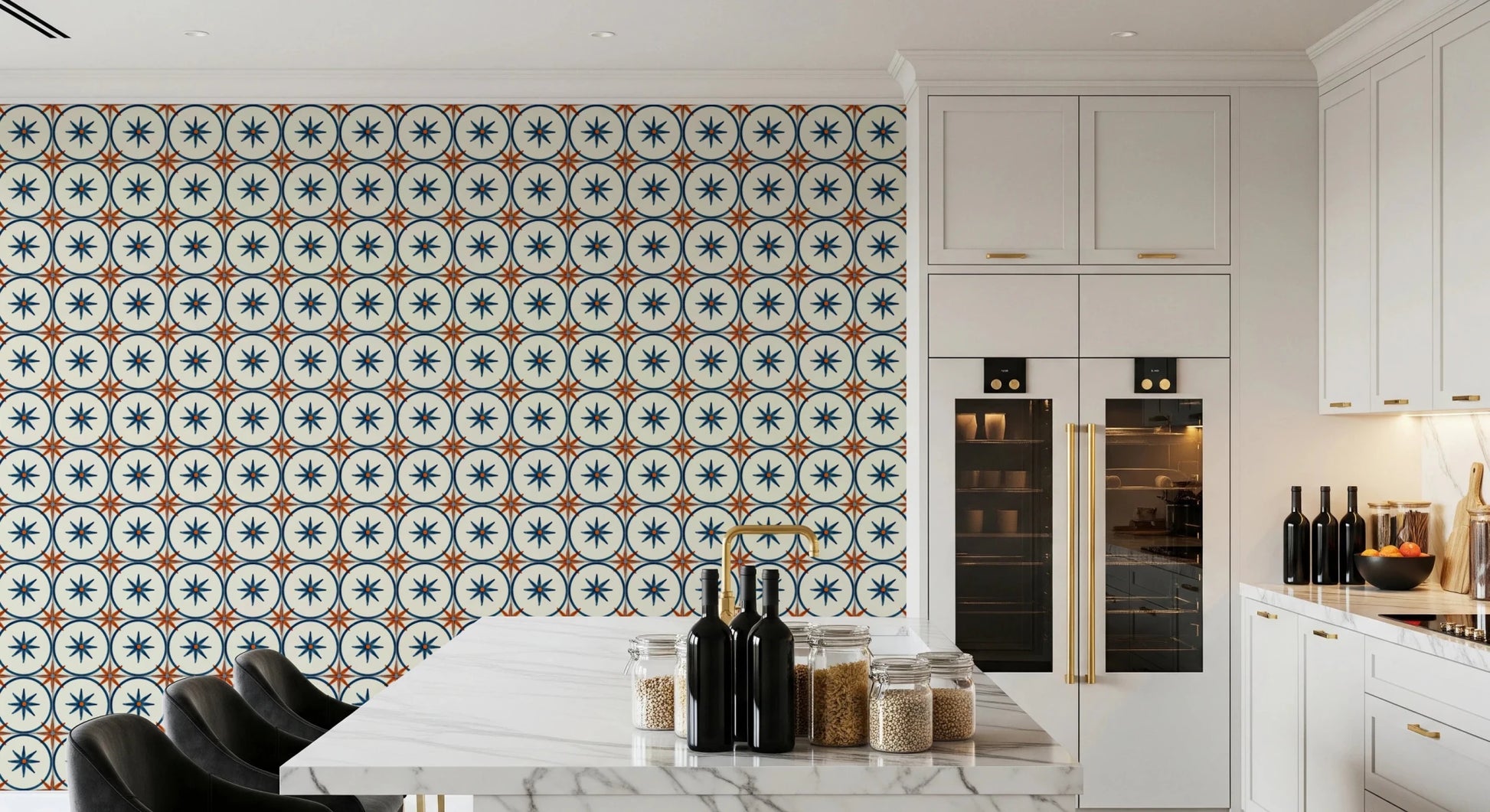 Farmhouse Timeless Backsplash Blue Wallpaper⁠