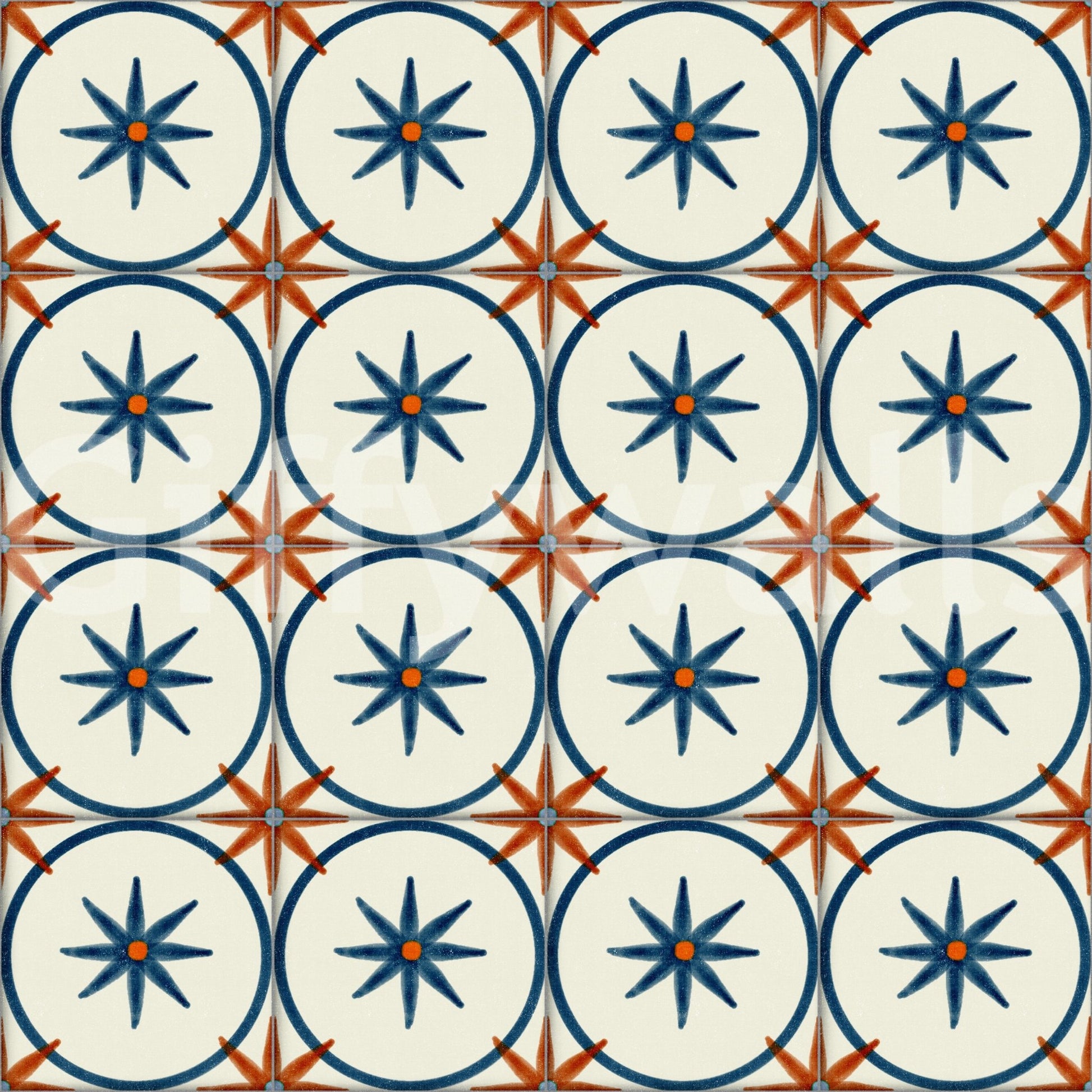 Farmhouse Timeless Backsplash Blue Wallpaper⁠