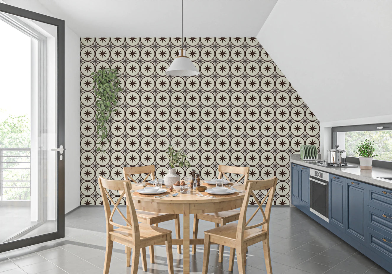 Farmhouse Timeless Backsplash Choco Wallpaper⁠