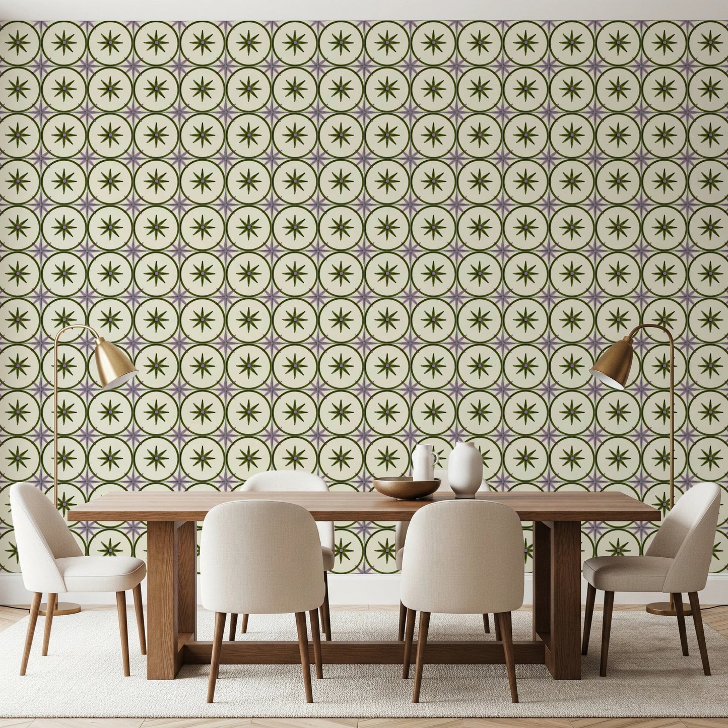 Farmhouse Timeless Backsplash Olive Wallpaper⁠