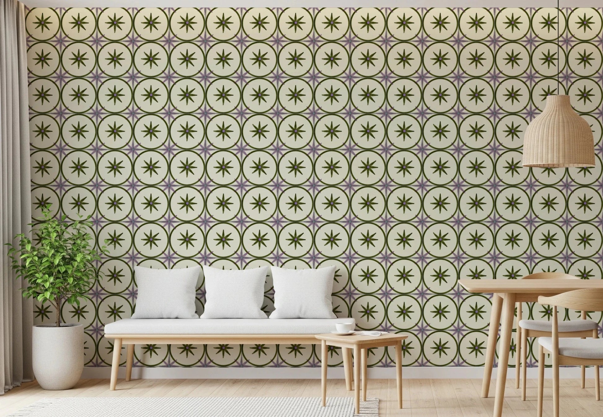 Farmhouse Timeless Backsplash Olive Wallpaper⁠