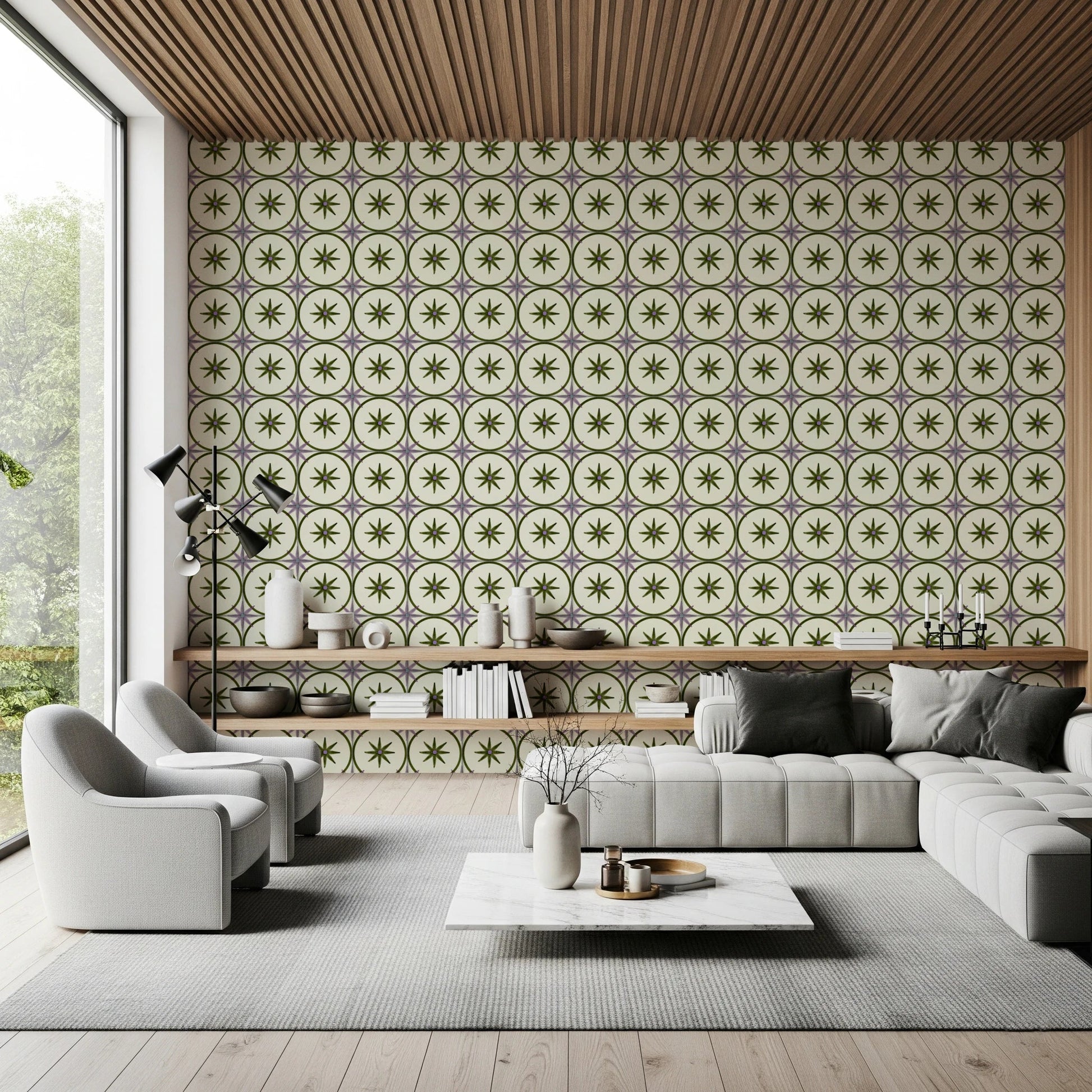 Farmhouse Timeless Backsplash Olive Wallpaper⁠