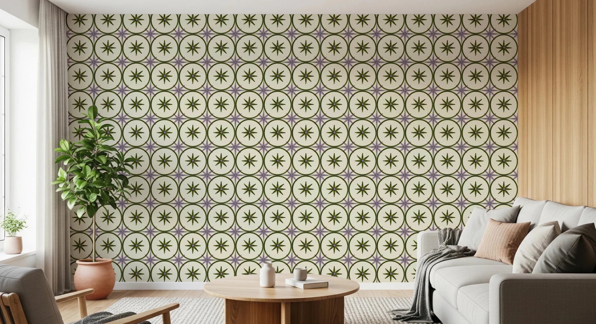 Farmhouse Timeless Backsplash Olive Wallpaper⁠