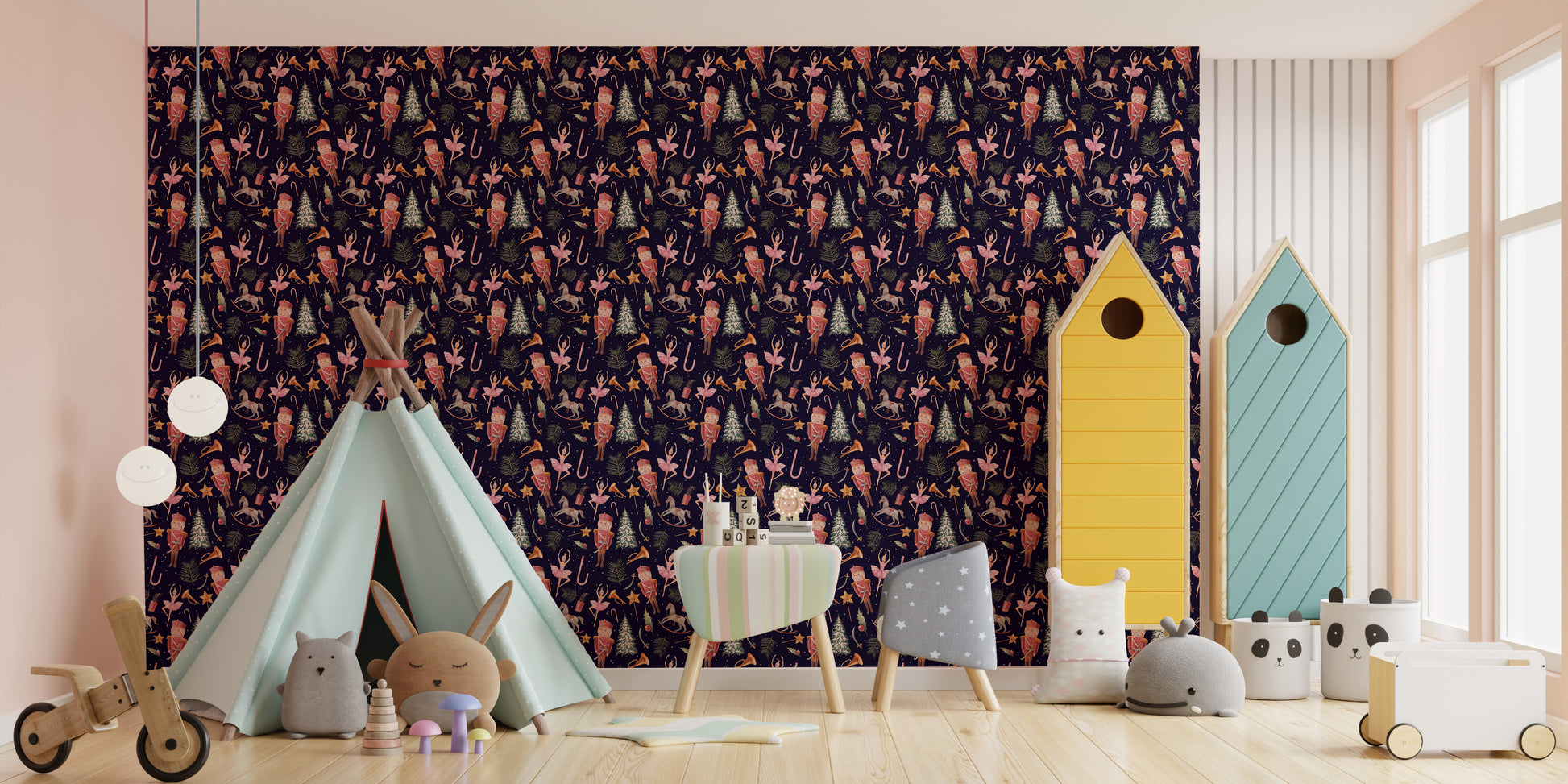 Christmas dancing dolls mural decor
