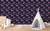 Festive dolls wall mural for kids' decor
