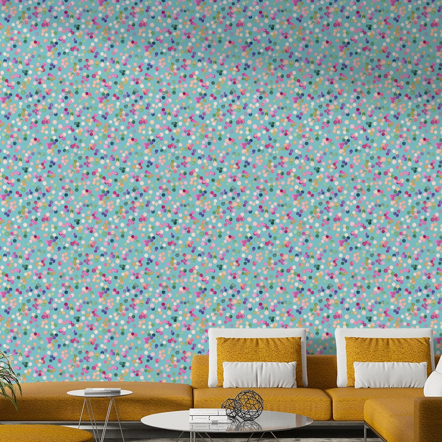 Confetti Festive Colorful Dots Blue Wallpaper⁠