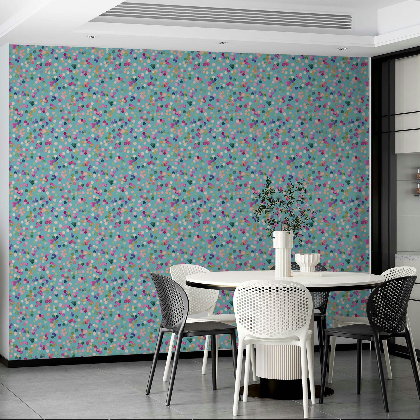 Confetti Festive Colorful Dots Blue Wallpaper⁠