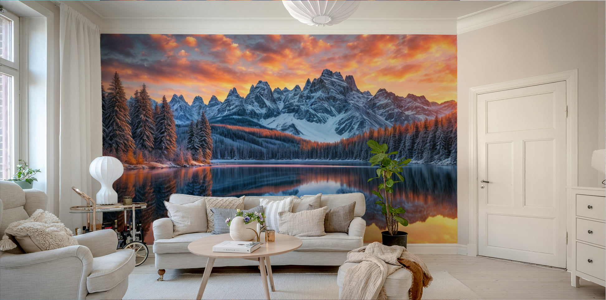 The room's lighting highlights the dramatic feel of the pattern.

